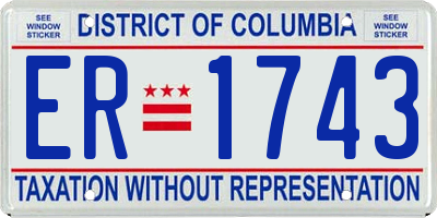 DC license plate ER1743