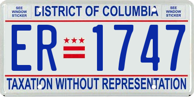 DC license plate ER1747