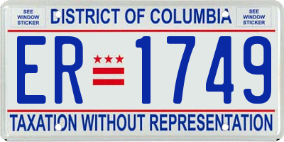 DC license plate ER1749