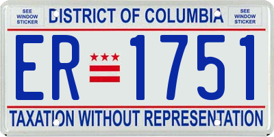 DC license plate ER1751