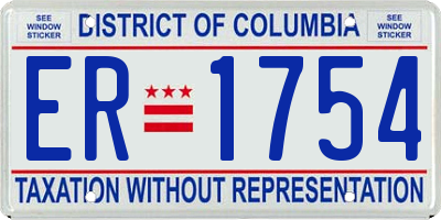 DC license plate ER1754