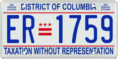 DC license plate ER1759
