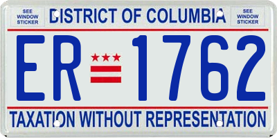 DC license plate ER1762