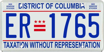 DC license plate ER1765