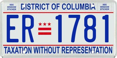 DC license plate ER1781