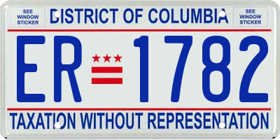 DC license plate ER1782