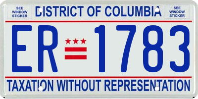 DC license plate ER1783