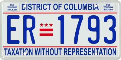 DC license plate ER1793