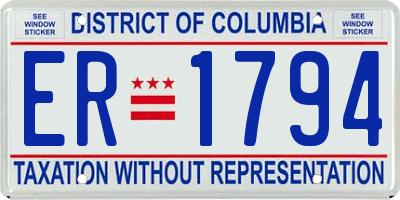 DC license plate ER1794