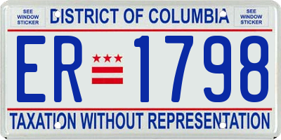 DC license plate ER1798