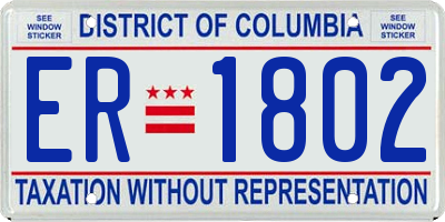 DC license plate ER1802