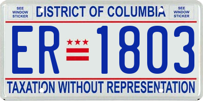 DC license plate ER1803