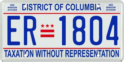 DC license plate ER1804