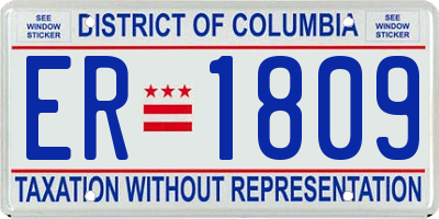 DC license plate ER1809