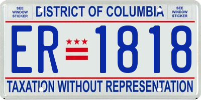 DC license plate ER1818