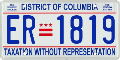 DC license plate ER1819