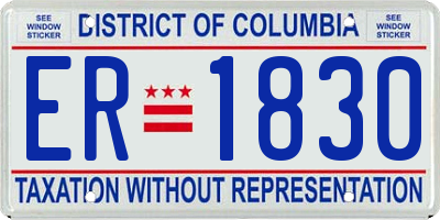 DC license plate ER1830
