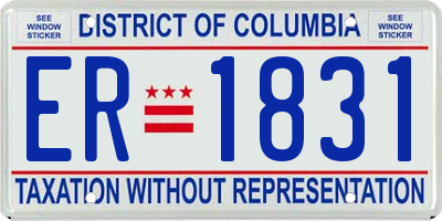 DC license plate ER1831