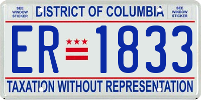 DC license plate ER1833