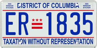 DC license plate ER1835