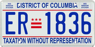 DC license plate ER1836