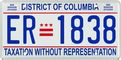 DC license plate ER1838
