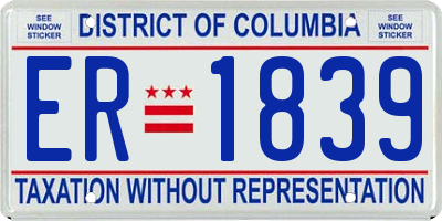 DC license plate ER1839