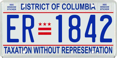 DC license plate ER1842