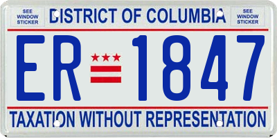 DC license plate ER1847