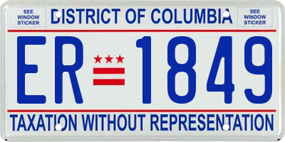 DC license plate ER1849