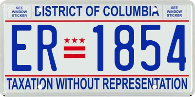 DC license plate ER1854