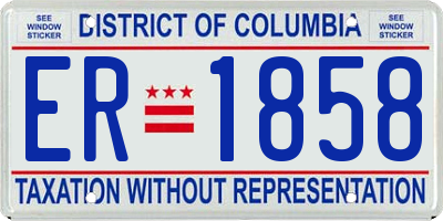 DC license plate ER1858