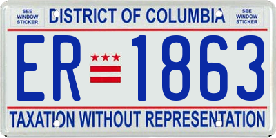 DC license plate ER1863