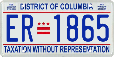 DC license plate ER1865