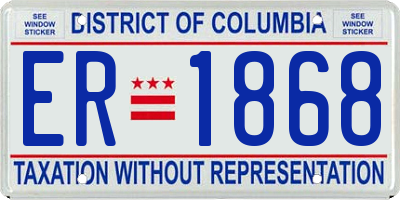 DC license plate ER1868