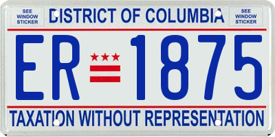 DC license plate ER1875