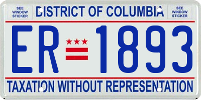 DC license plate ER1893