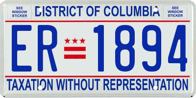 DC license plate ER1894