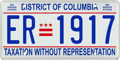 DC license plate ER1917
