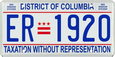 DC license plate ER1920