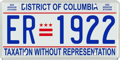 DC license plate ER1922