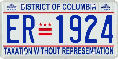 DC license plate ER1924