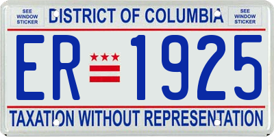DC license plate ER1925