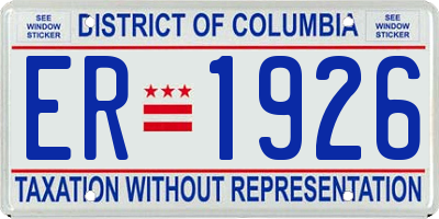 DC license plate ER1926