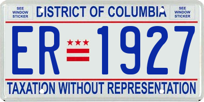 DC license plate ER1927