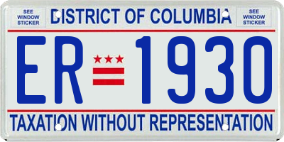DC license plate ER1930