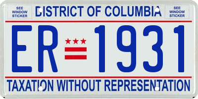 DC license plate ER1931