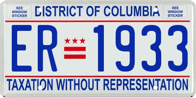 DC license plate ER1933