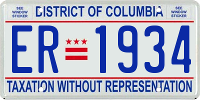 DC license plate ER1934