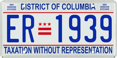 DC license plate ER1939